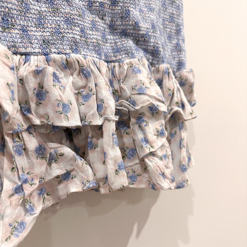 LOVESHACKFANCY Breyer Ruffle Mini Dress Powder Blue – Size M – EUC - Picture 4 of 9